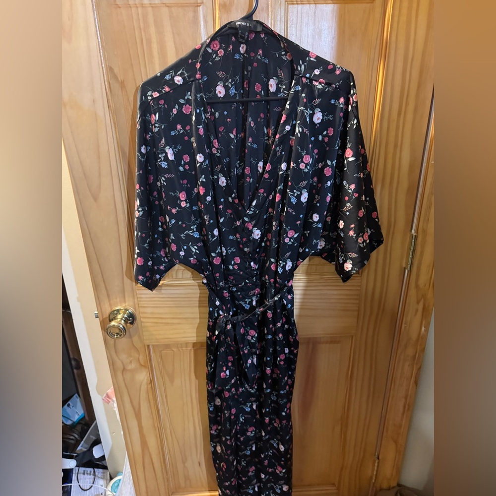 Tie waist button front kimono style coverup